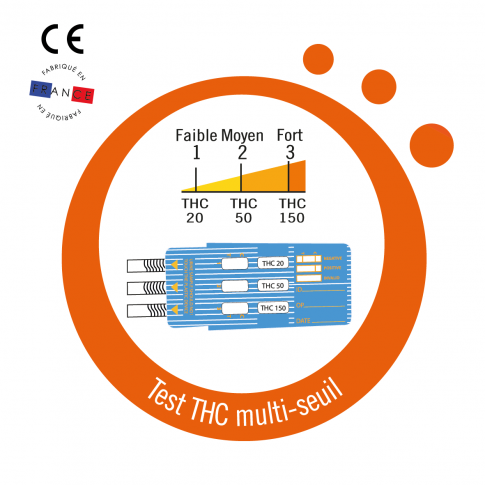 Tests urinaires THC (Cannabis) à 3 seuils (boîte de 8)