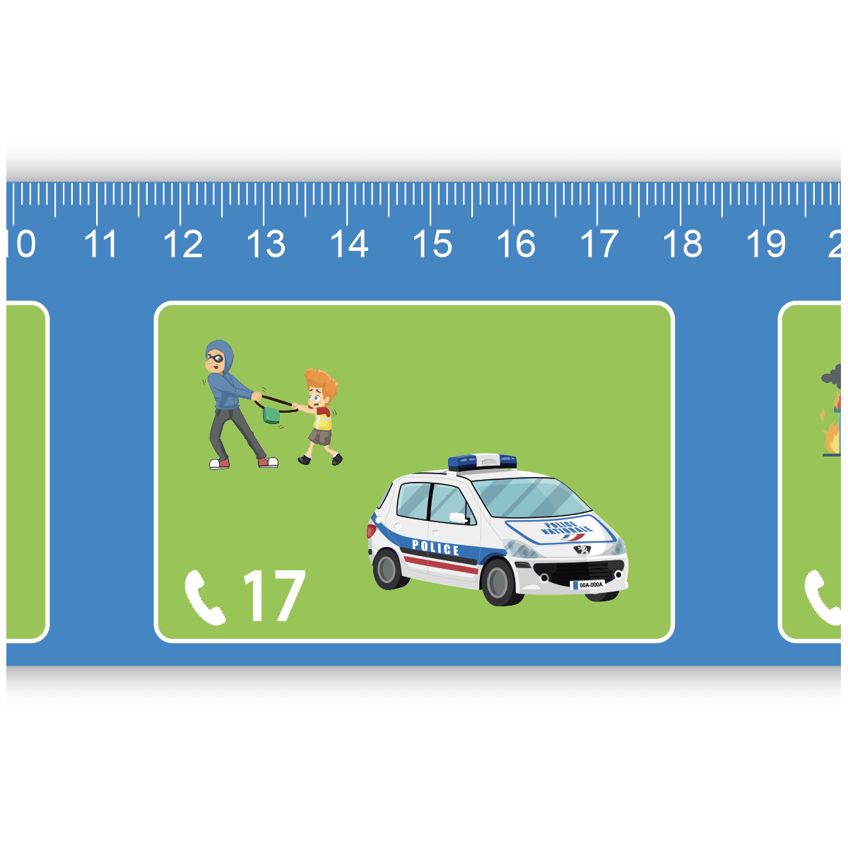 Règle pédagogique 30 cm - Les premiers secours et numéros d'urgence