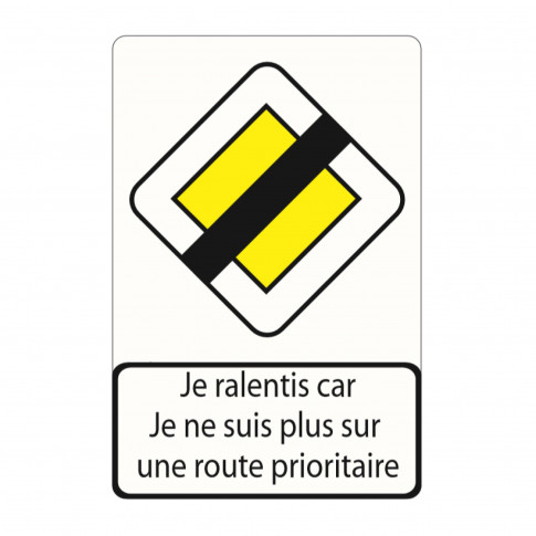 Panneau ROUTE NON PRIORITAIRE avec message préventif