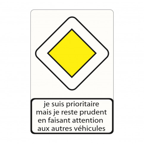 Panneau ROUTE PRIORITAIRE avec message préventif