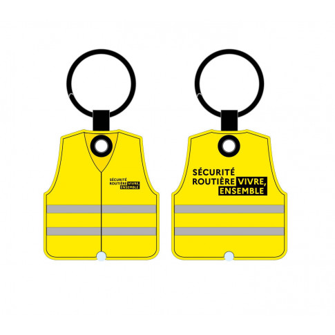 Porte clés gilet led à pression "Sécurité Routière"
