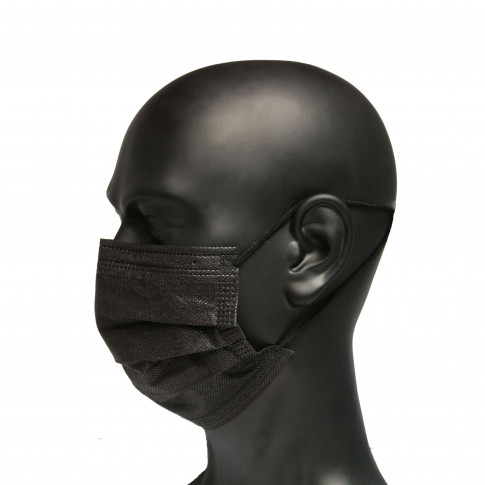 Masque jetable noir chirurgical - EN14683 type 2R