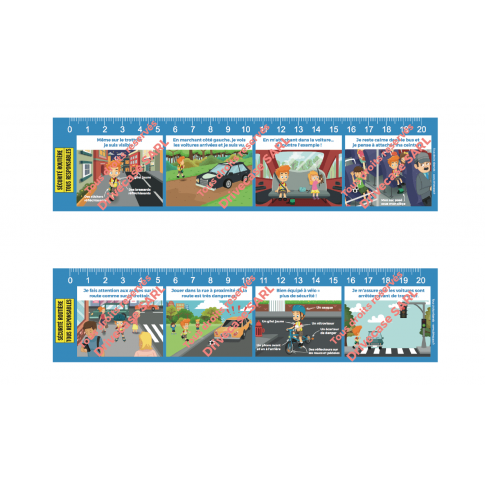 20-cm-Lineal „La Sécurité Routière avec Théo” (Verkehrssicherheit mit Théo) – individuell gestaltbar