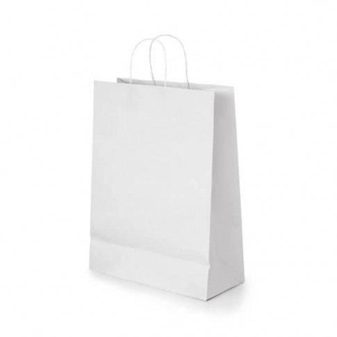 Tasche aus weißem Kraftpapier (großes Format 24 x 31 cm) – Personalisierbar