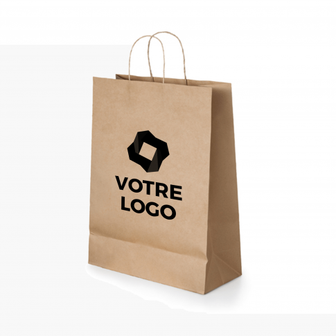 Sac en papier kraft naturel (grand format 24 x 31 cm) - Personnalisable