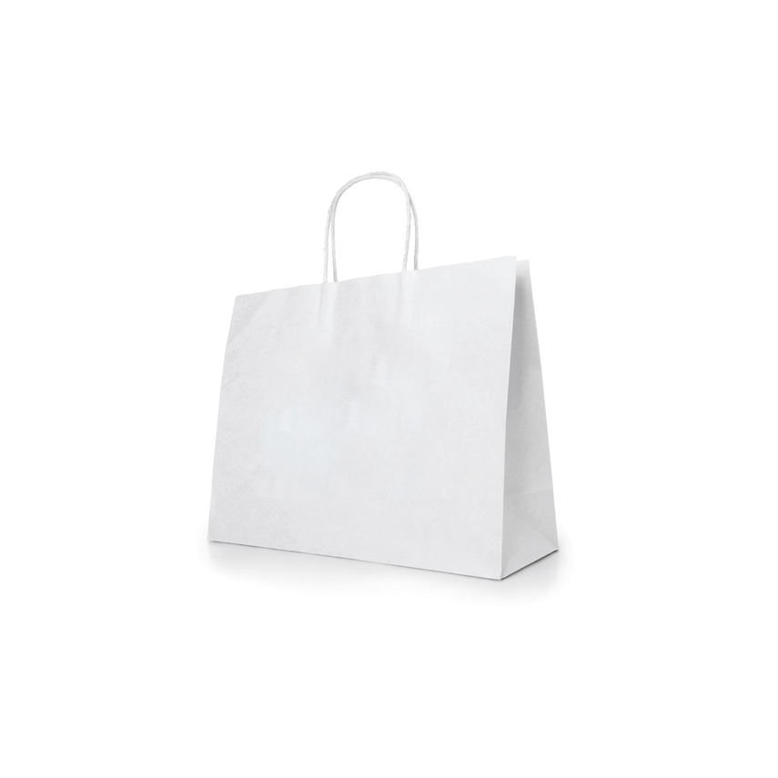 Sac en papier kraft blanc (rectangulaire) - Personnalisable