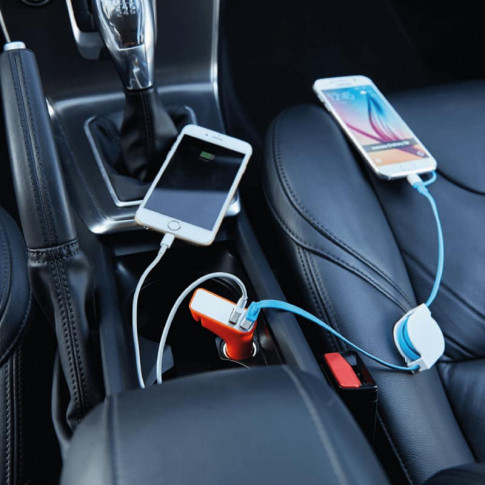 CHARGEUR AUTO QC 2 USB COUPE-CEINTURE BRISE-VITRE LAMPE-SOS : ascendeo  grossiste Chargeurs voiture