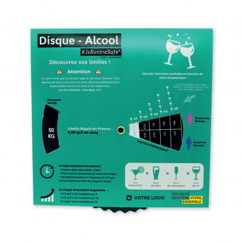 Disque de stationnement Alcoodisque© prévention alcool personnalisé