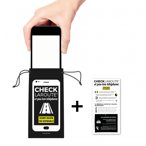 Individuell gestaltbares Etui zur Sensibilisierung für das Telefonieren am Steuer Checklaroute®