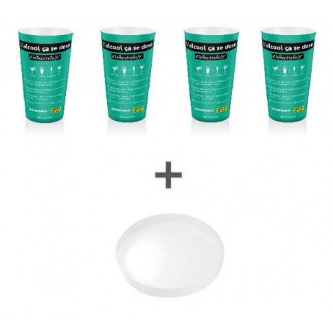 Weißes Kunststofftablett mit 4 Bechern