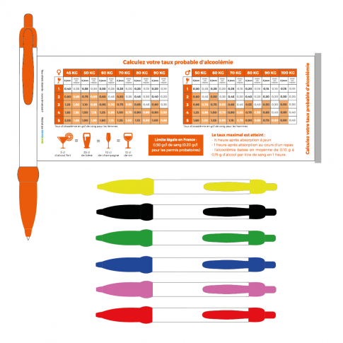 Stylo déroulant "Calcul du taux d'alcoolémie" - personnalisable