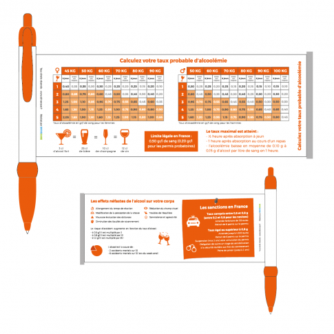 Stylo déroulant "Calcul du taux d'alcoolémie" - personnalisable