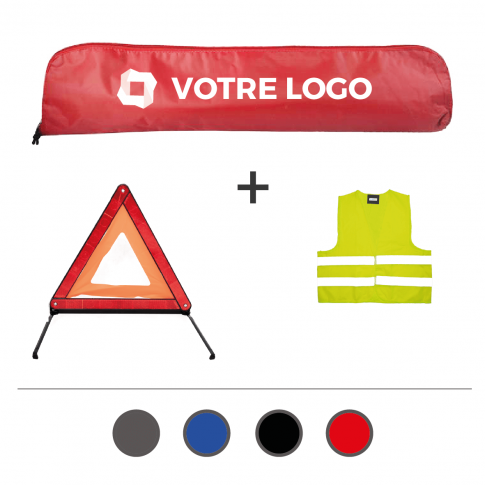 Kit triangle et gilet avec housse et velcro - Personnalisable