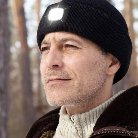 Acryl-Mütze mit Stirnlampe