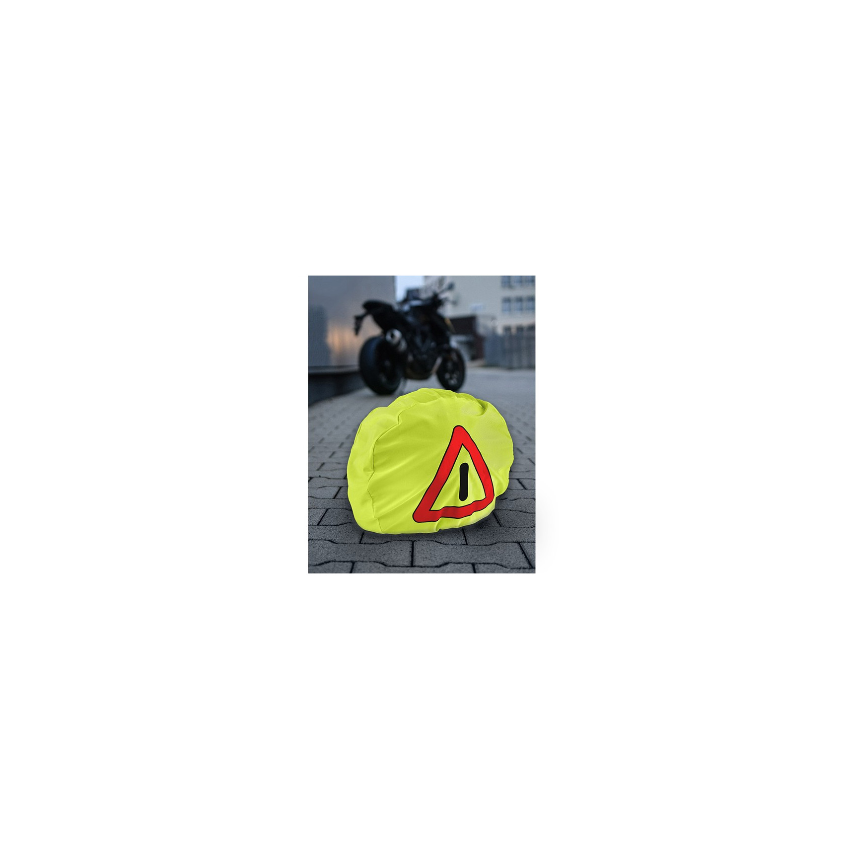 Housse de casque pour moto avec triangle de pré-signalisation