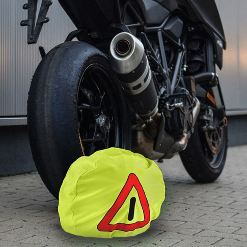 Housse de casque pour moto avec triangle de pré-signalisation