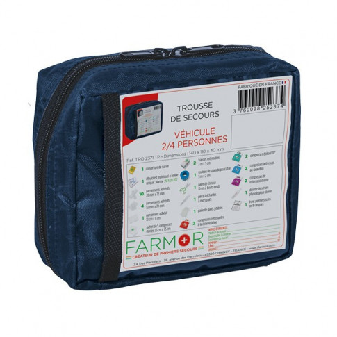 Trousse de secours voiture 2 à 4 personnes en tissu imperméable