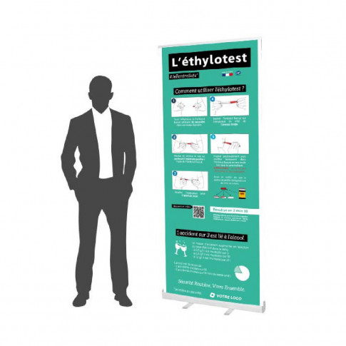 Roll-Up-Display – Verwendung eines Einweg-Alkoholtestgeräts