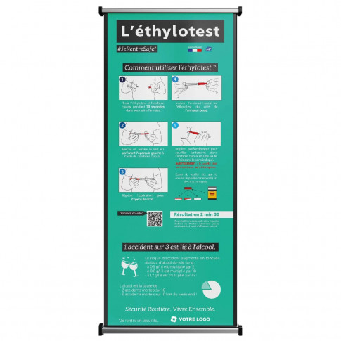 Roll-Up-Display – Verwendung eines Einweg-Alkoholtestgeräts