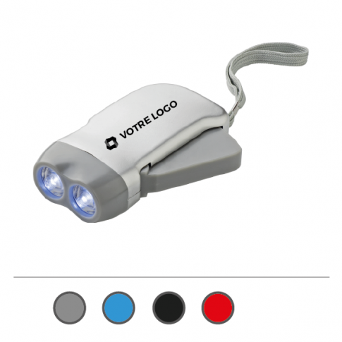 Dynamo-Taschenlampe mit 2 LEDs