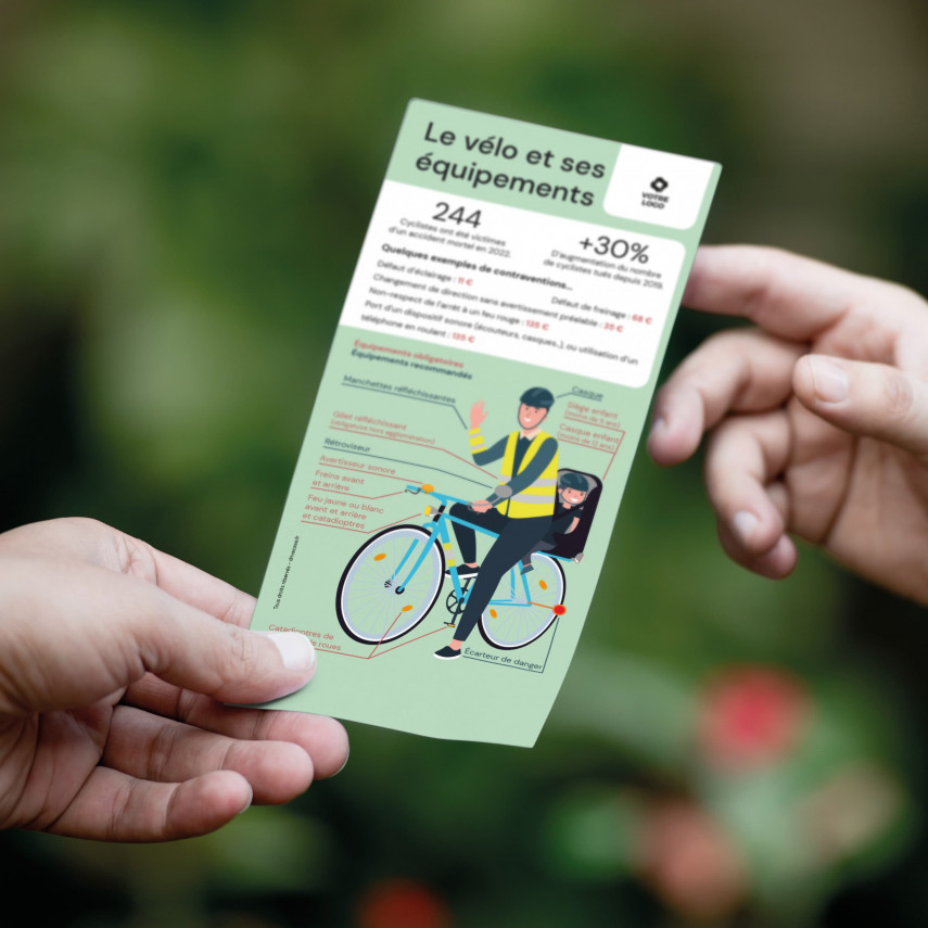 Flyer de sensibilisation au code de la route à vélo et aux équipements pour  cycliste