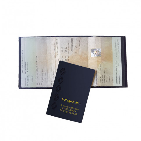 Etui Protection cuir Porte Carte Grise - papiers voiture, permis à  personnaliser