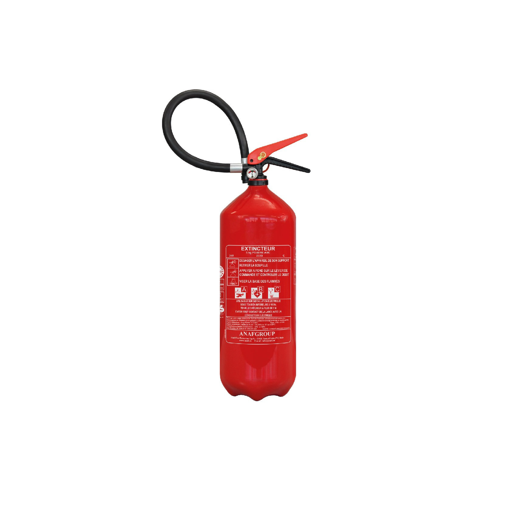 Extincteur à Poudre 6 Kg Homologué EN 3 - Pour Feux Classes A, B, C - Sécurité Incendie Professionnelle