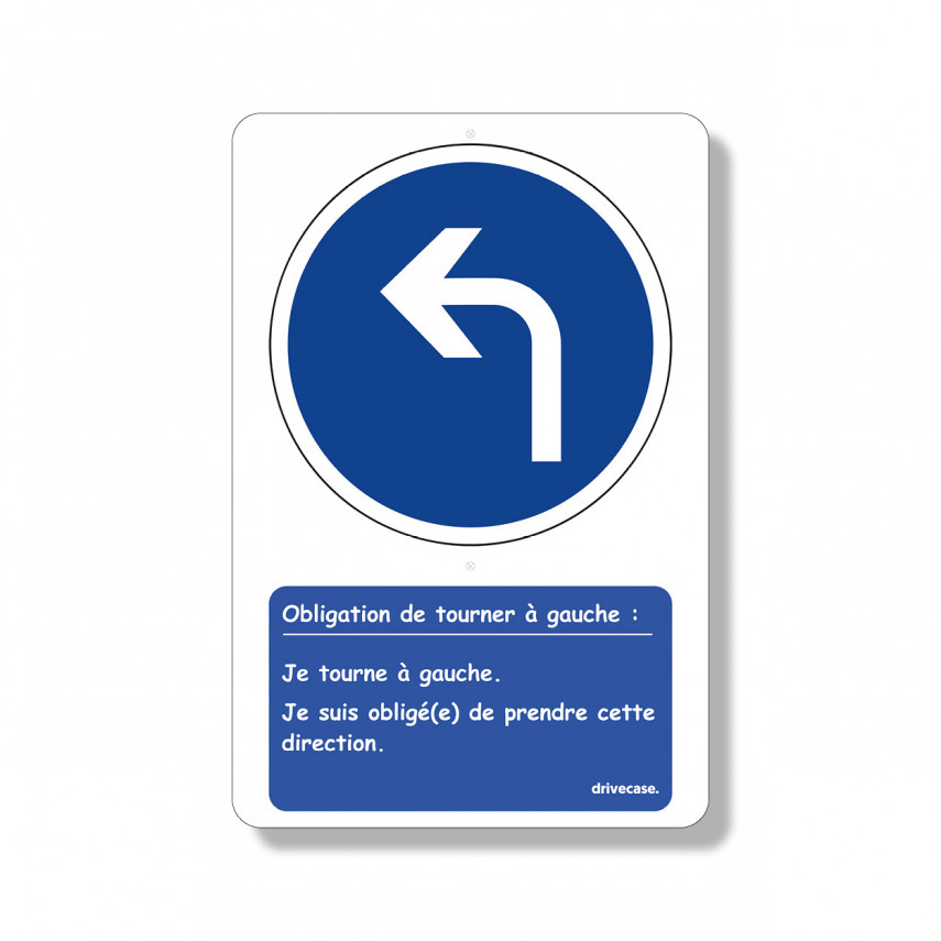 Panneau d'obligation de parking direction à gauche