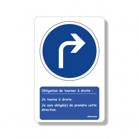 Lehrtafel „Rechts abbiegen vorgeschrieben“