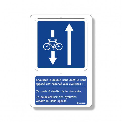 Panneau pédagogique Chaussée double sens cyclable