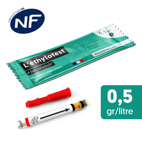 Ethylotest jetable NF - Taux 0,5 g/l