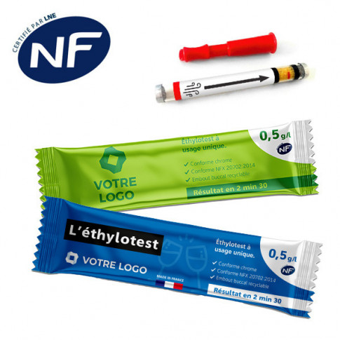 Ethylotest sans ballon personnalisé premium quadrichromie 0,5 g/l NF