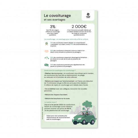 Flyer de sensibilisation - les avantages du covoiturage