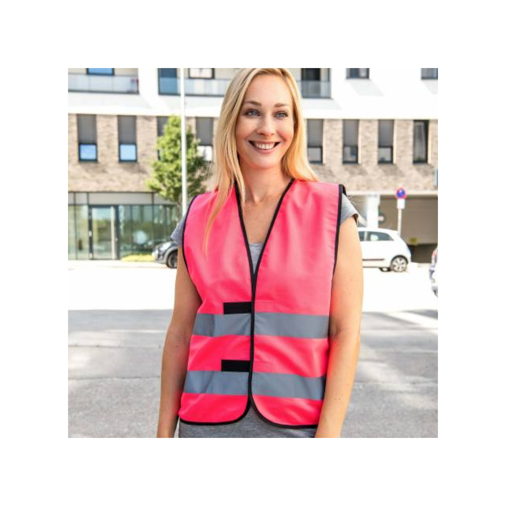 Gilet de sécurité avec bandes réfléchissantes rose ou vert (4 tailles)