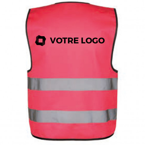 Gilet de sécurité avec bandes réfléchissantes rose ou vert (4 tailles)