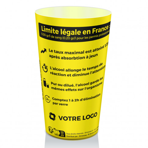 Becher zur Alkoholprävention – individuell gestaltbar in Gelb