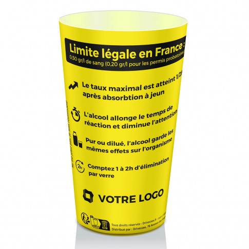 Gobelet prévention alcool - Personnalisé jaune