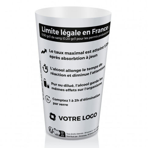 Gobelet prévention alcool - Personnalisé translucide