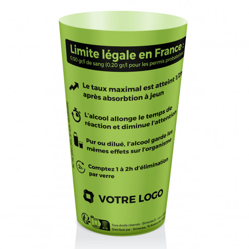 Gobelet prévention alcool - Personnalisé vert