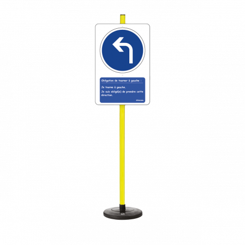 Aufklärungsschild „Linksabbiegen vorgeschrieben“ 