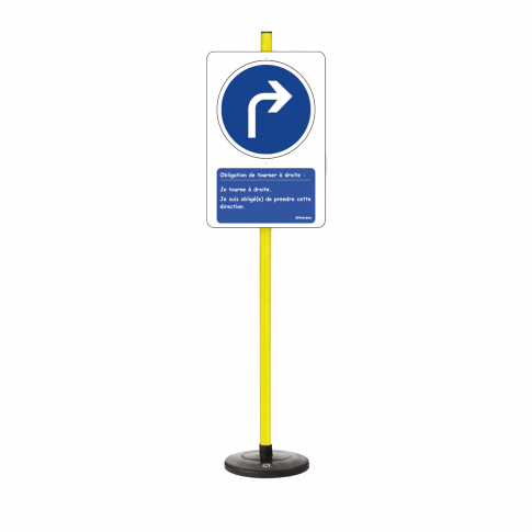 Lehrtafel „Rechts abbiegen vorgeschrieben“