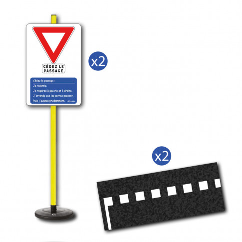 Set mit 2 Streifen und Schildern „Vorfahrt gewähren“