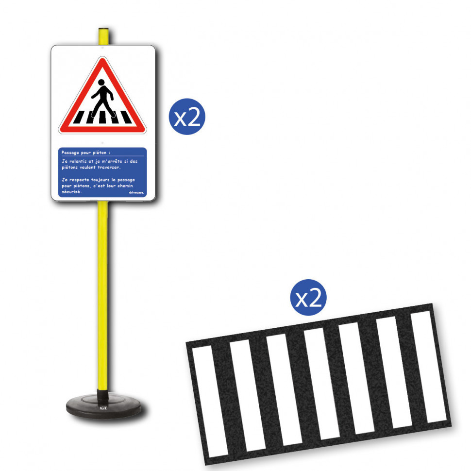 Kit de 2 bandes et panneaux Passage piétons | Formation sécurité routière