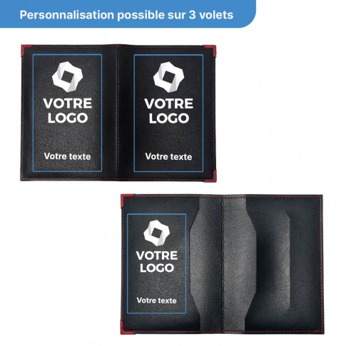 Porte-carte grise 2 volets en simili-cuir personnalisé