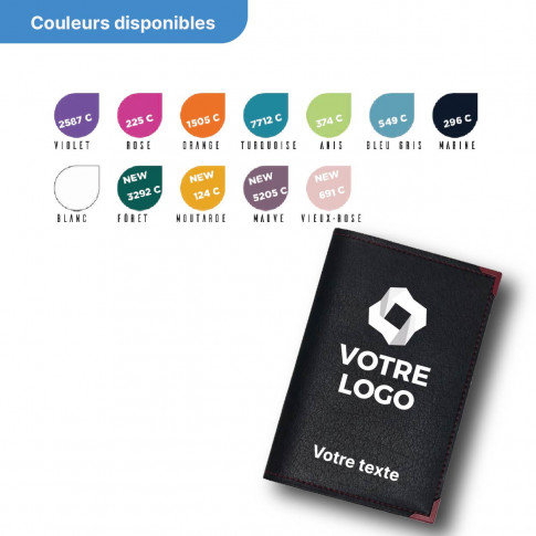 Porte-carte grise 2 volets en simili-cuir personnalisé