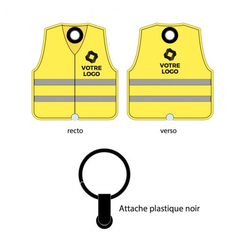 Porte clés gilet avec led à pression - personnalisable