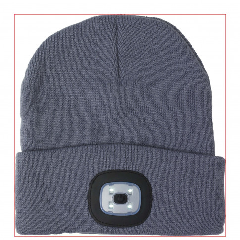 Acryl-Mütze mit Stirnlampe