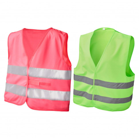 Gilet de sécurité avec bandes réfléchissantes rose ou vert (4 tailles)