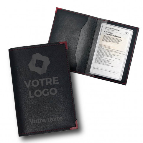 Porte-carte grise 2 volets en simili-cuir personnalisé