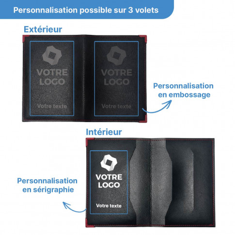 Porte-carte grise 2 volets en simili-cuir personnalisé